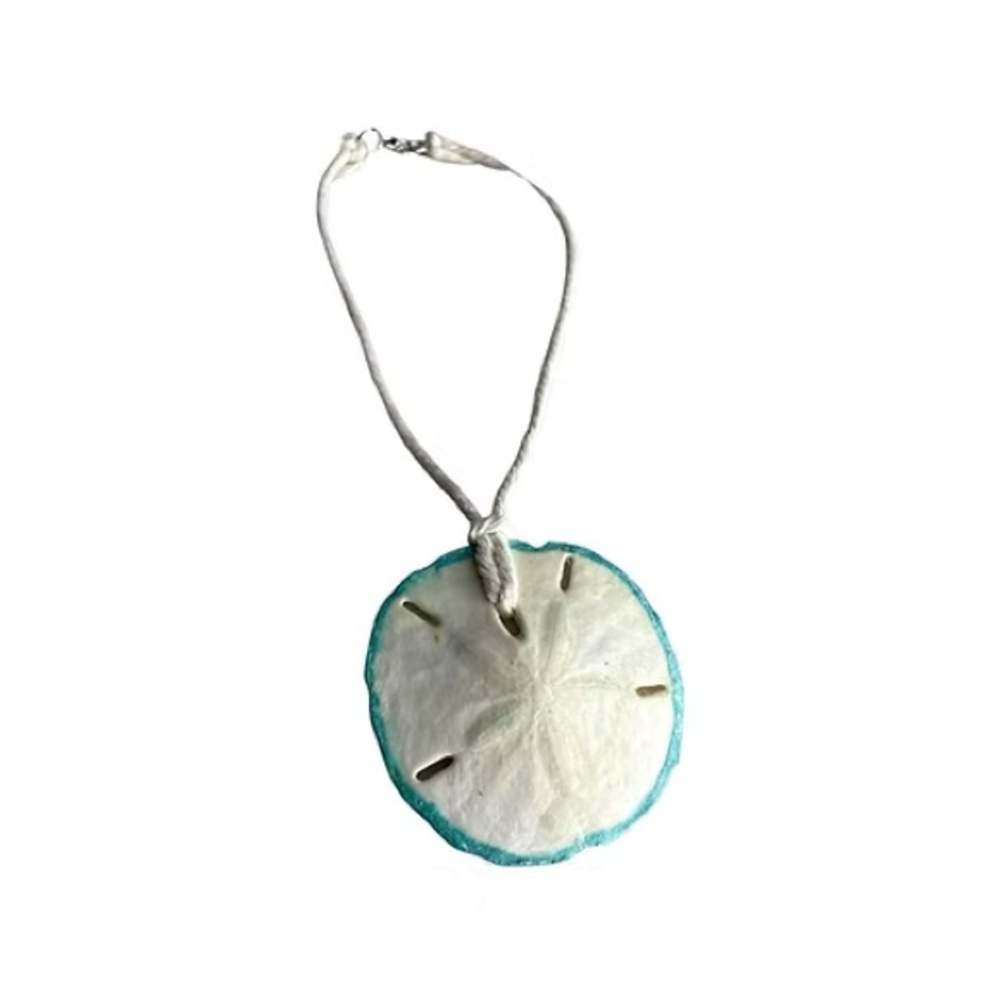 Handmade Sand Dollar Sea Shell Necklace - Blue